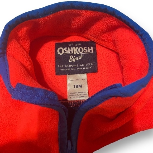 OSHKOSH Fleece 3/4 Zip Pullover Sweatshirt Boys Size 18M Red & Blue  Like New - Picture 2 of 5